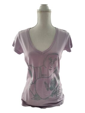 True Religion Lavender V-Neck Graphic Tee
